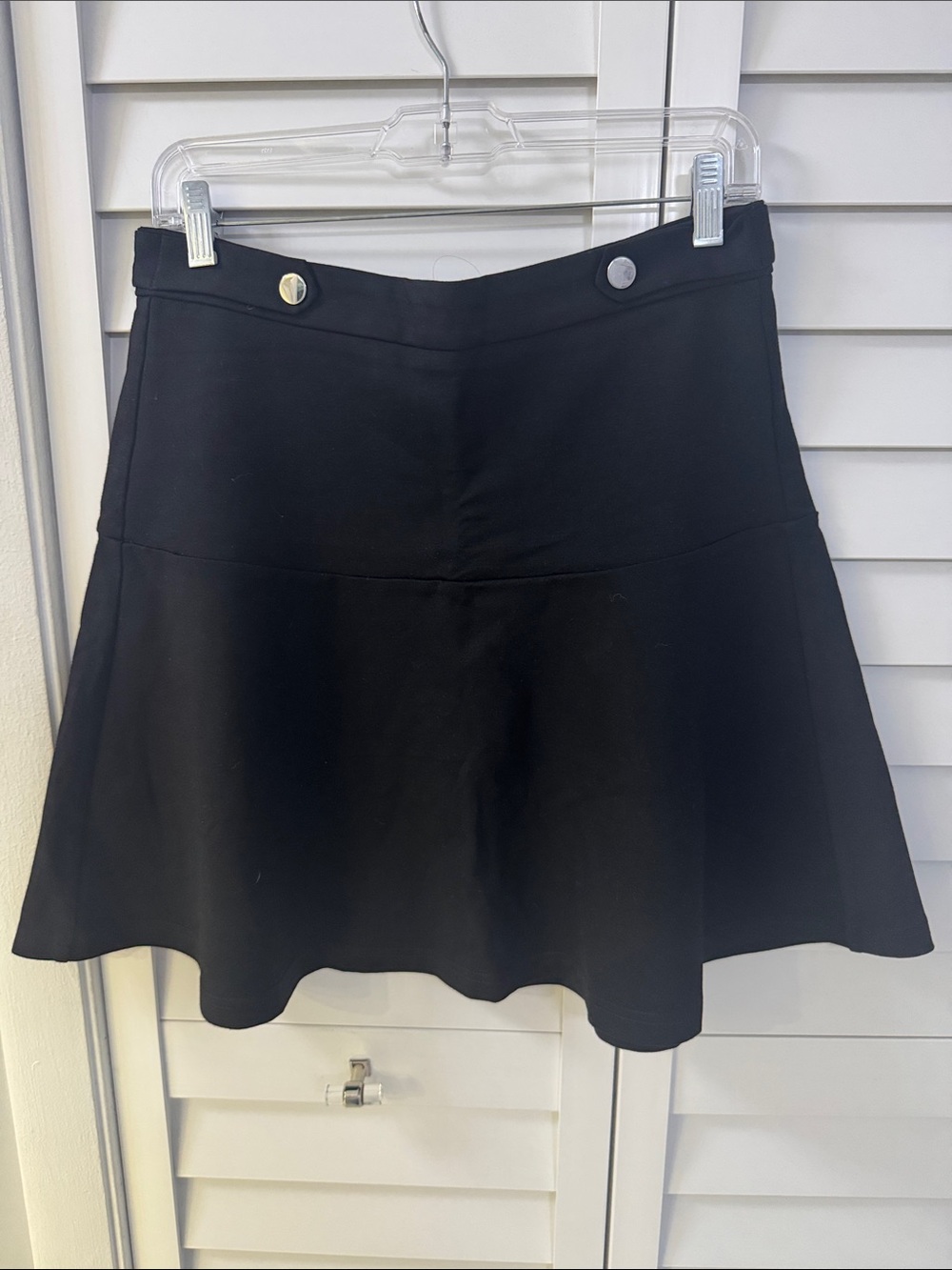 T Tahari Black Skater Skirt with Silver Accent Buttons